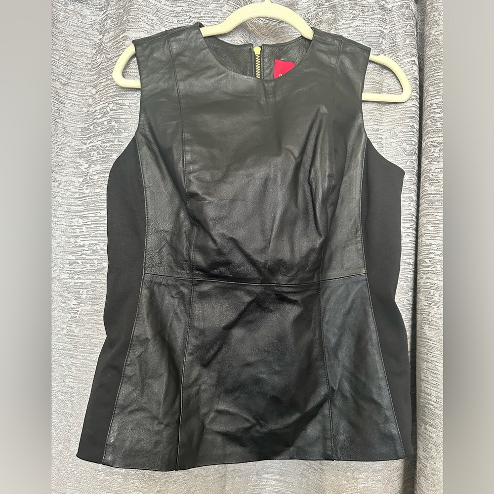 G.I.L.I. Genuine Leather Scoopneck Top